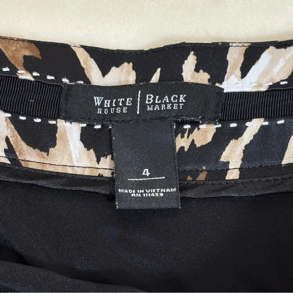 White House Black Market Women’s Leopard Print Pleated A-Line Skirt W/ Pockets
